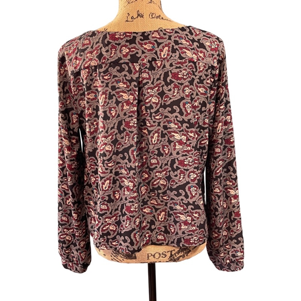 Astr the Label Floral Paisley Print Long Sleeve Blouse Gray Red Size M - Picture 4 of 8